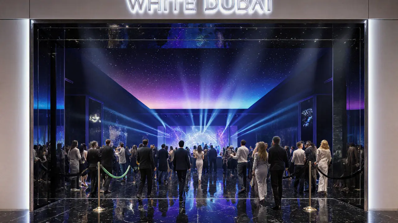 White Dubai Nightclub: How Its Lights Paint the Night Sky